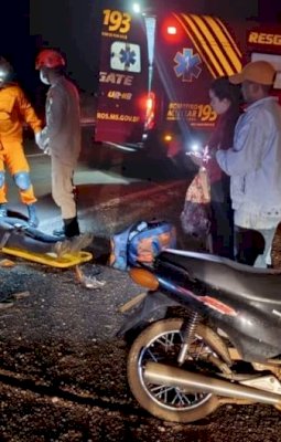 Jovem fica ferida após cair de moto em buraco na MS-134 entre Nova Andradina e Batayporã
