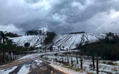 Chuva de granizo deixa chão coberto de gelo e causa prejuízo em Minas Gerais