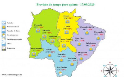 Calor e tempo abafado são esperados para esta quinta-feira em Mato Grosso do Sul