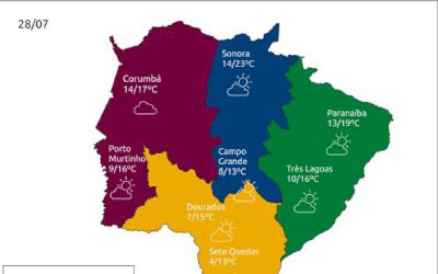 Onda de frio deixa temperaturas entre 4°C e 20°C em Mato Grosso do Sul