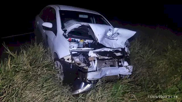 Um morre e três ficam feridos em acidente envolvendo carro da prefeitura de Bataguassu, van e anta na MS-040