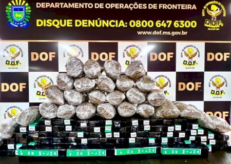 DOF apreende mais de cem quilos de droga em painel de veículo.