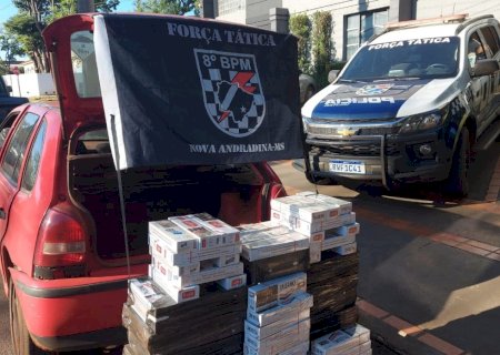 Polícia Militar apreende carga de cigarros e veículo avaliados em 15 mil reais em Nova Andradina