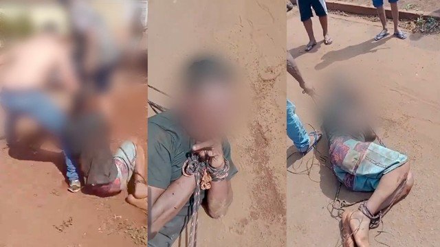 Homem é amarrado e espancado por moradores após invadir casa e ameaçar crianças