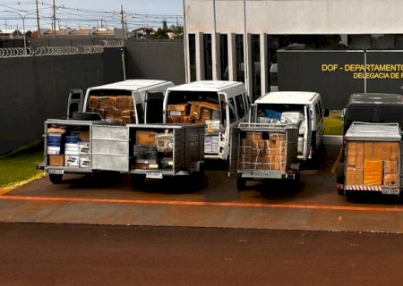 DOF apreende comboio de seis vans com dois milhões de reais em mercadorias contrabandeadas do Paraguai