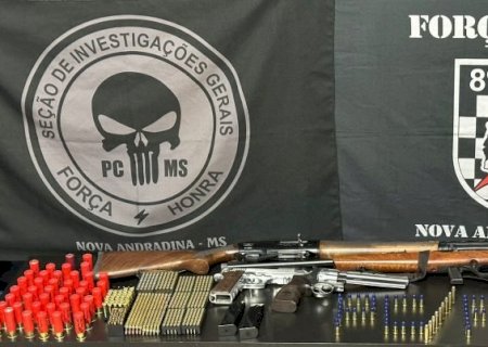 Durante ação conjunta, Polícia Civil e Polícia Militar recuperam armas de fogo e munições em Nova Andradina