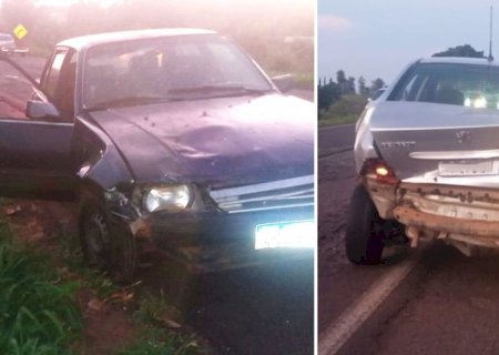 Colisão entre dois veículos é registrada na BR-376, entre Nova Andradina e Ivinhema.
