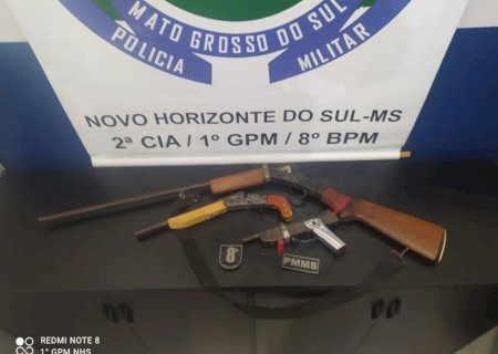 Novo Horizonte do Sul - Polícia Militar prende homem com três armas de fogo ilegais