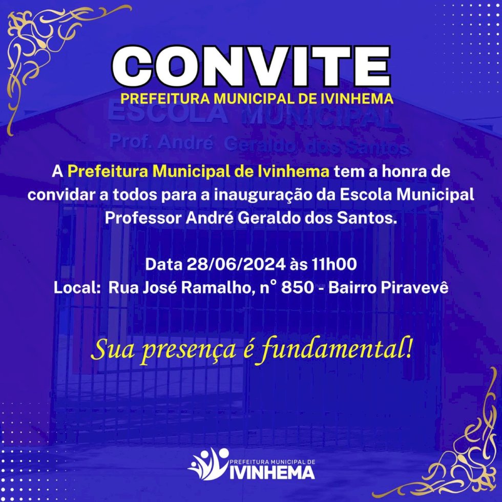 Escola municipal para 1400 alunos será inaugurada em Ivinhema
