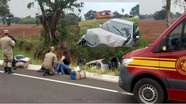 Acidente na MS -345 deixa mãe e filho feridos