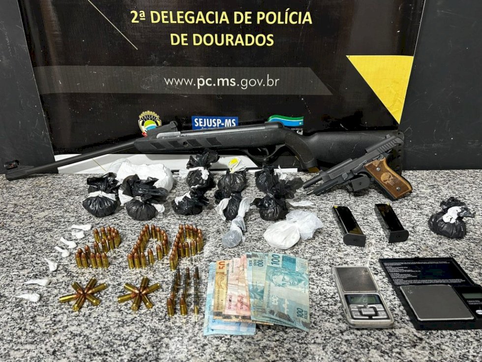 Polícia Civil prende em flagrante homem por tráfico de drogas e posse irregular de arma de fogo de uso permitido