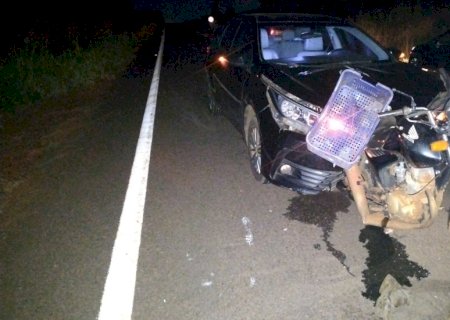 Angélica- Acidente na MS 274 entre carro e moto deixa uma vítima ferida