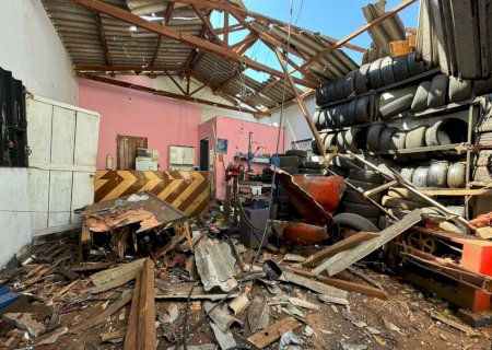 Compressor explode, danifica borracharia e deixa criança com ferimentos leves, em Nova Andradina