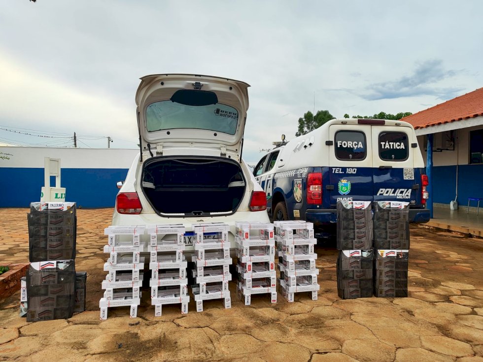 Polícia Militar apreende carga de cigarros contrabandeados em operação de fiscalização em Batayporã