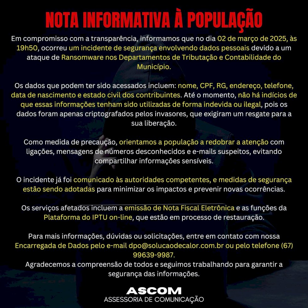Ivinhema Nota informativa a população