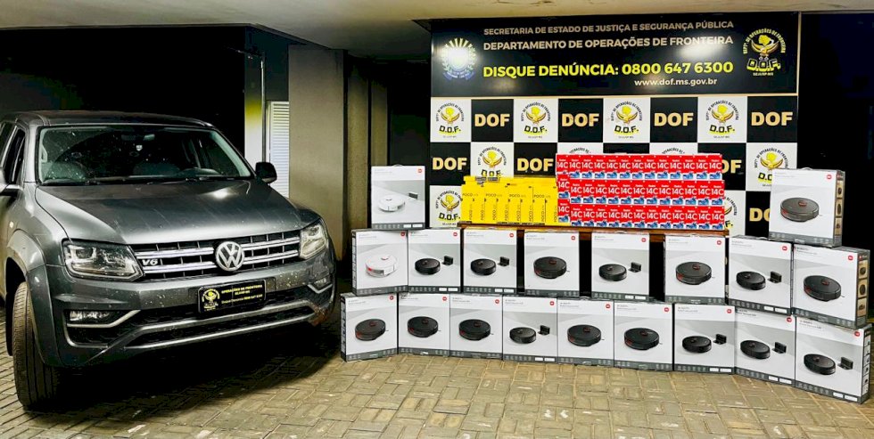 DOF apreende veículo com mais de R$ 480 mil em produtos ilegais em Fátima do Sul