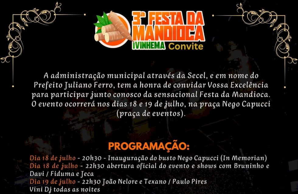 Ivinhema se prepara para festa da mandioca neste mês de julho