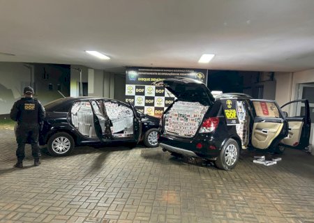 DOF apreende carros carregados de cigarros contrabandeados do Paraguai