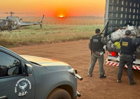 Ação com helicóptero em Dourados intercepta caminhão com mais de R$ 12 milhões em drogas