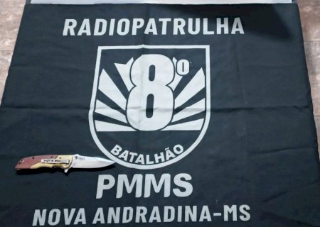 Homem é preso pela Polícia Militar por tentativa de homicídio com arma branca em Nova Andradina
